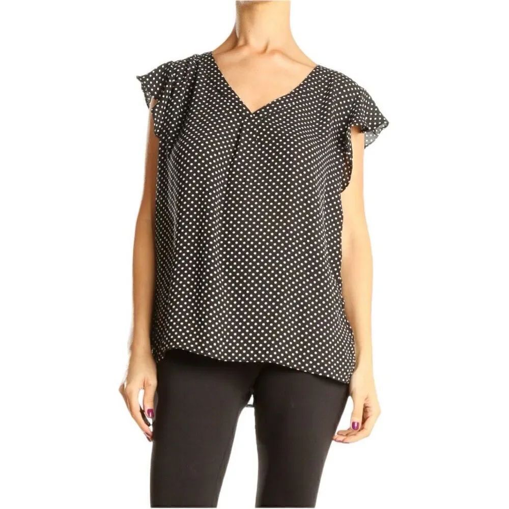 Womens Philosophy Polka Dot Flutter Sleeve Blouse Top - Sz M